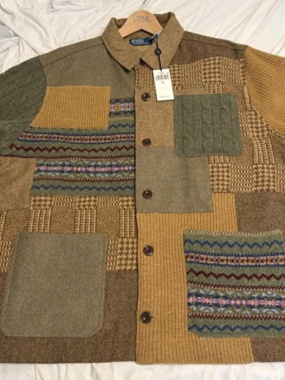 NWT Polo Ralph Lauren patchwork utility cardigan Original Label collection 2XL